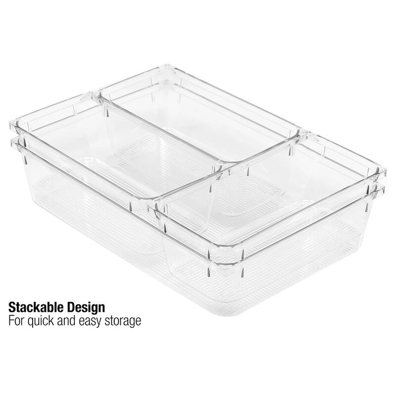 Clear Drawer Organizer Set for Home and Closet - 4 Pc Set