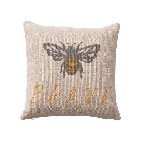 Cotton Pillow with Bee "Brave"