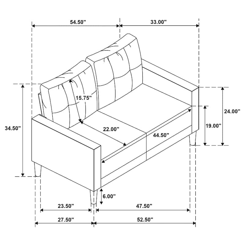 Bowen II Fabric Upholstered Track Arm Loveseat