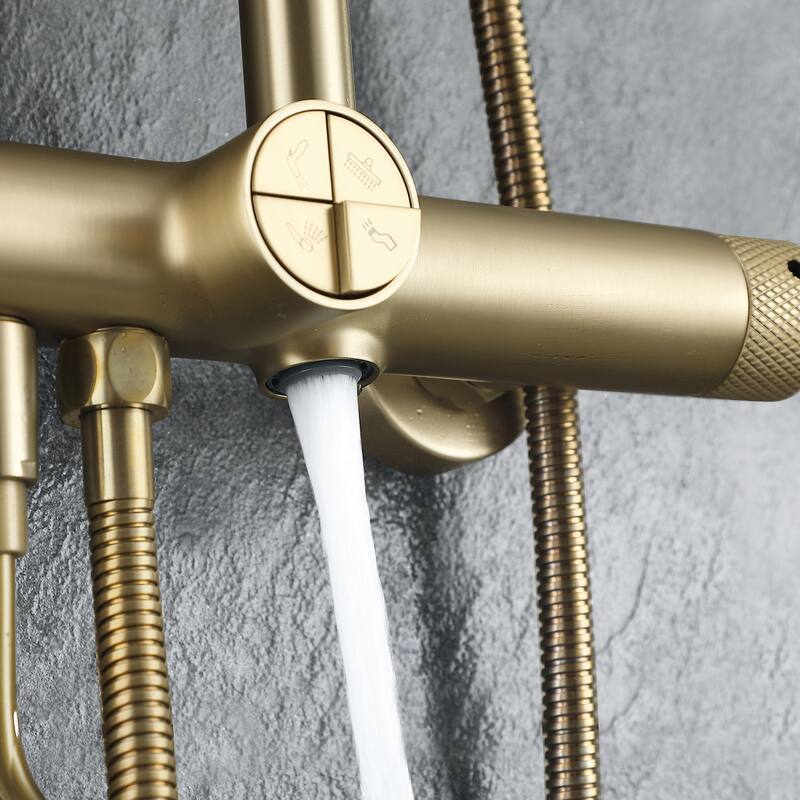 Wall-mounted Complete Shower System With Rough-In Valve And Spray Gun