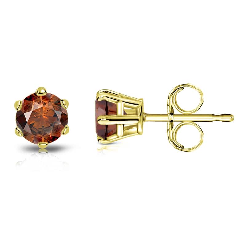 Auriya 14k Gold 1/2ctw Brown Diamond Stud Earrings 6-prong - Yellow