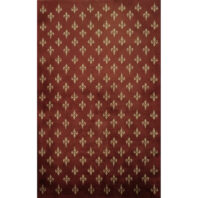 Hand Knotted Oriental 100% Wool Carpet Modern All-Over Oranges & Rust Nepalese Area Rug - 5' 11'' X 4' 1''