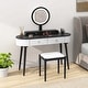 preview thumbnail 14 of 38, Costway Solid Wood Makeup Vanity Desk Set with LED Lighted Mirror White + Black