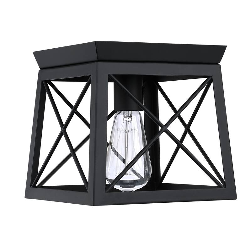 Mousse 8 in. W. 1-Light Flush Mount with Matte Black Finish - Matte Black - Matte Black