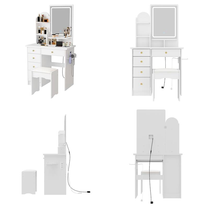 Stylish Vanity Set for Beauty Enthusiasts with Cushioned Stool