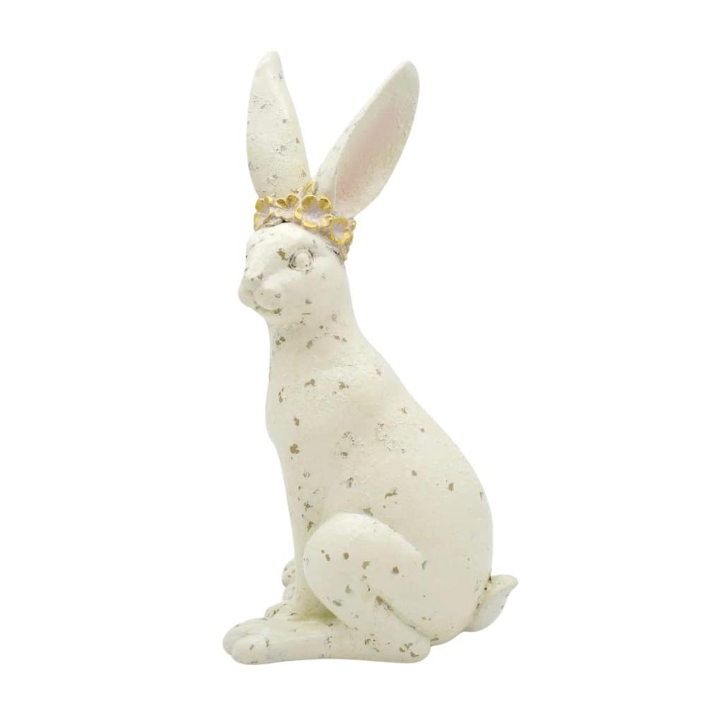 Transpac Resin Easter Bunny w/Gold Flower Halo Home Decorations Easter