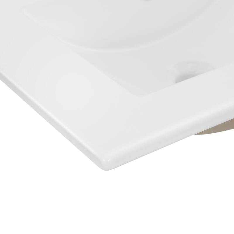 Aubert 3-Hole Classic Contemporary Rectangular Ceramic Single Sink Basin Vanity Top, by JONATHAN Y