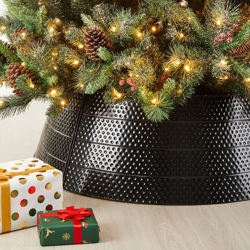 Glitzhome 40.5"D Christmas Hammered Metal Tree Collars