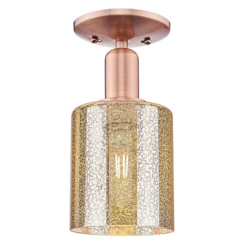 Innovations Lighting Endless Possibilities Arcadia - Cobbleskill - 1 Light 5" Semi-Flush Mount - Mercury/Antique Copper