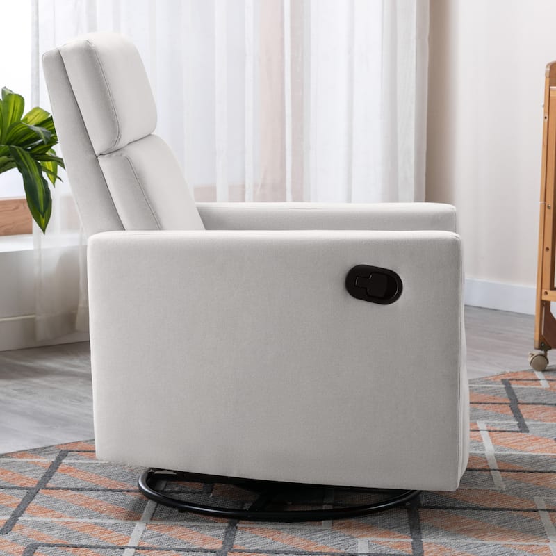 Roomfitters Modern Upholstered Rocker Nursery Chair, Plush Seating Glider Swivel Recliner Chair