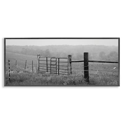 Stupell Countryside Farmland Front Gate Black White Landscape Photography Framed Wall Art - Grey