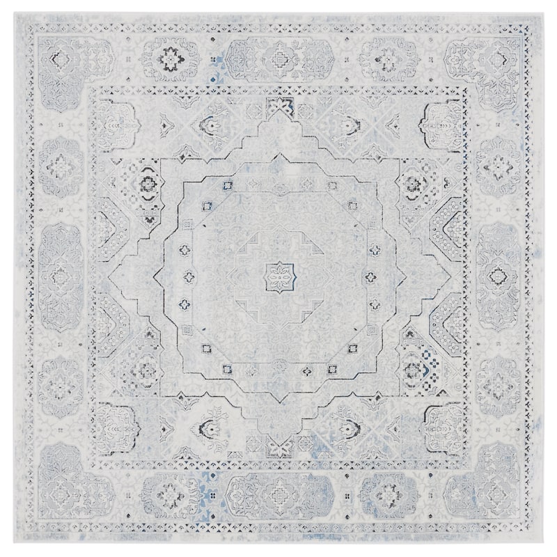 SAFAVIEH Alhambra Frine Vintage Oriental Rug - 6'7" Square - Ivory/Grey