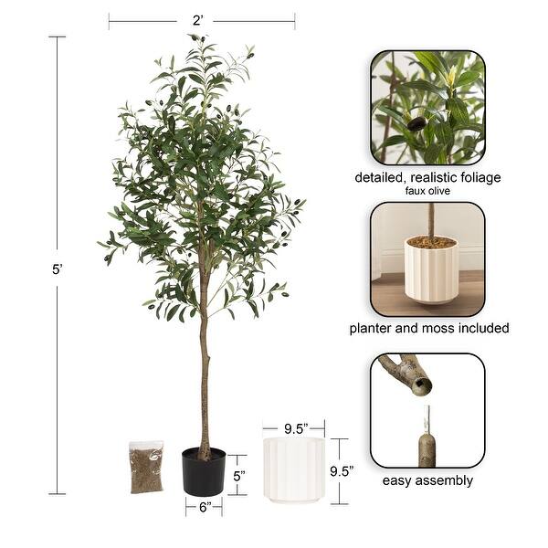 dimension image slide 6 of 21, Kate and Laurel Oliveira Faux Olive Tree