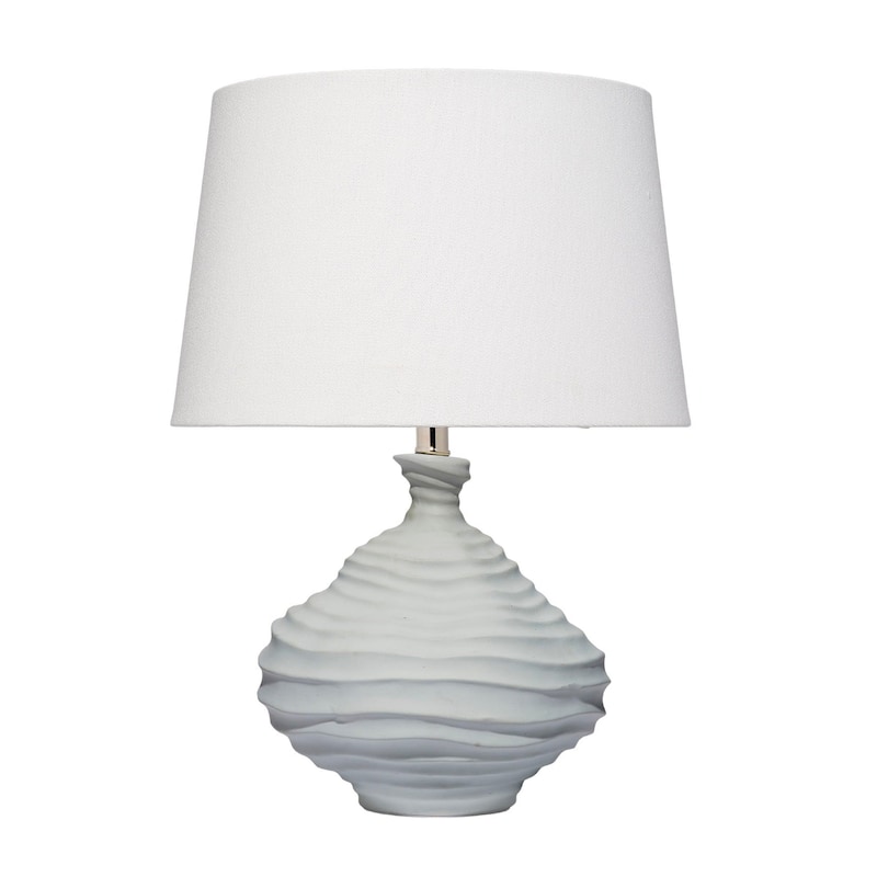 Ozy Accent Table Lamp, Linen Shade, Light Blue Turned Ceramic 23 Inch