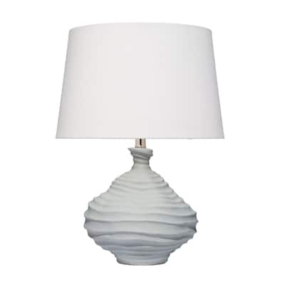 Ozy Accent Table Lamp, Linen Shade, Light Blue Turned Ceramic 23 Inch