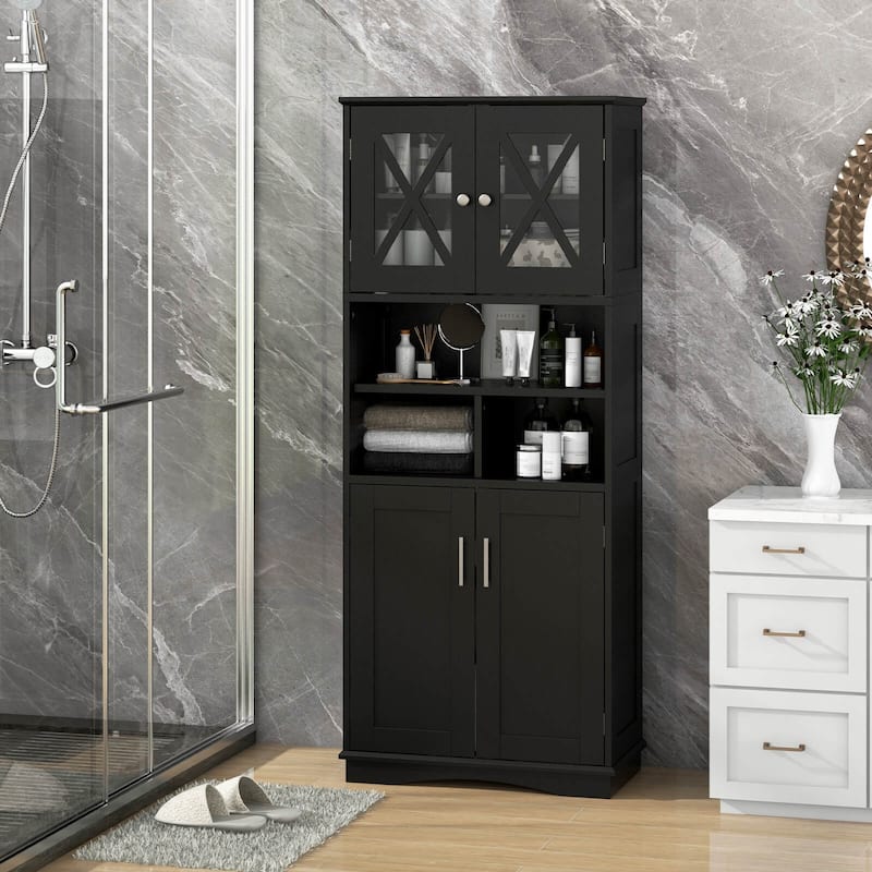 Costway Tall Bathroom Cabinet Large Floor Storage Cabinet with Acrylic - See Details