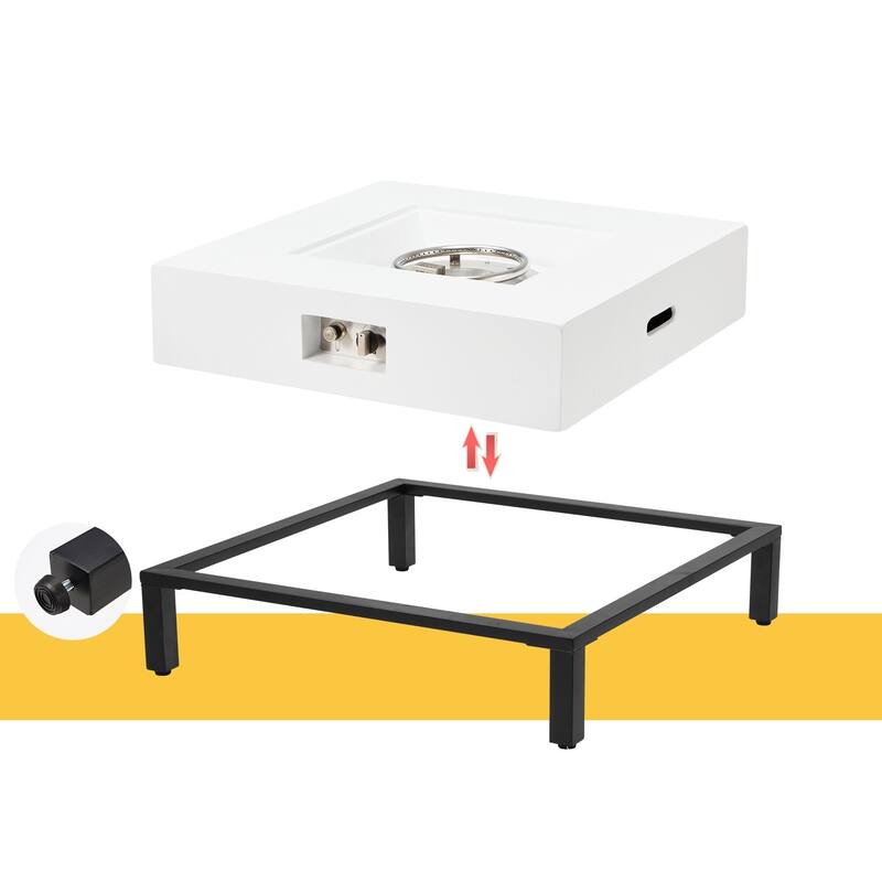 AVAWING 32" Square Concrete Fire Pit Table with Shelves