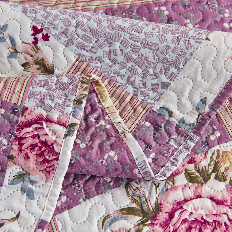 Vintage Rose Reversible Quilt Set, Bedspread, Coverlet