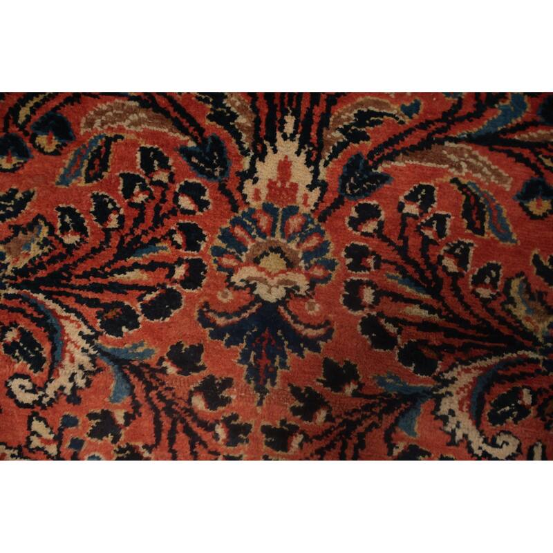 Hand Knotted Oriental 100% Wool Carpet Traditional Floral Oranges & Rust Lilian Area Rug - 4' 11'' X 3' 6''
