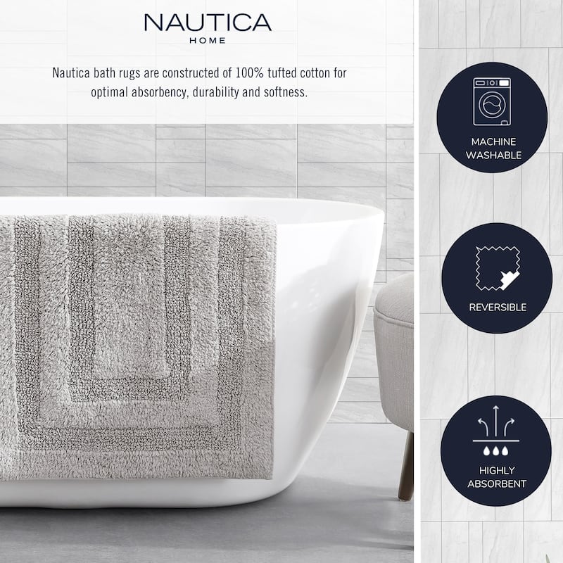 Nautica Micellar Cotton Solid Reversible 2 Piece Bath Rug Set
