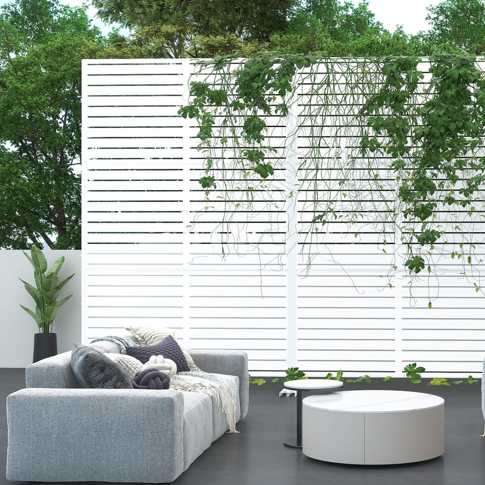 Louvered Metal Privacy Screen Panel Free Standing - 72*47