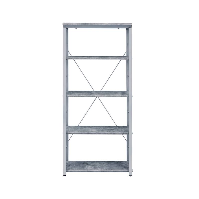 Jurgen Faux Concrete & Silver Finish Bookshelf