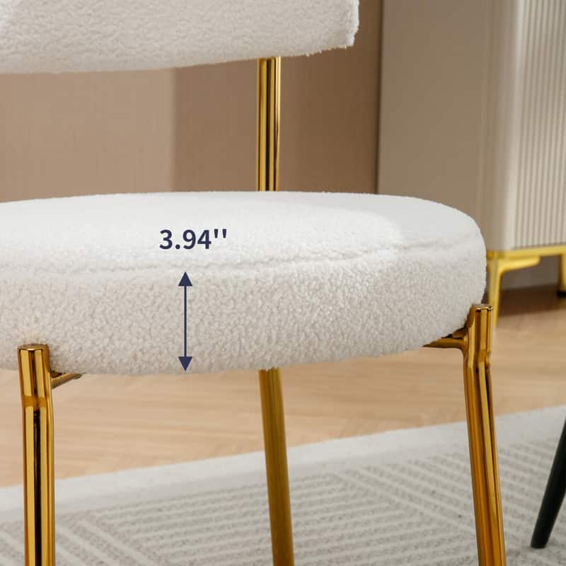 Mixoy 20"Counter Height Bar Stools,Modern Teddy Fleece Bar Stools,Velvet Dinning Chair with Metal Legs for Kitchen Island