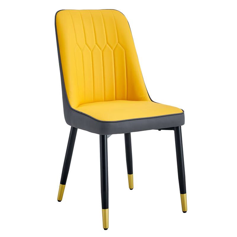 Modern 4 Piece PU Leather Dining Chairs with Thick Cushions, Metal Legs for Dining Room Kitchen Bedroom Living Room