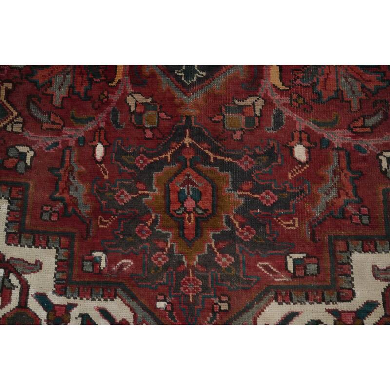 Hand Knotted Oriental 100% Wool Carpet Traditional Medallion Red Heriz Area Rug - 11' 7'' X 8' 11''