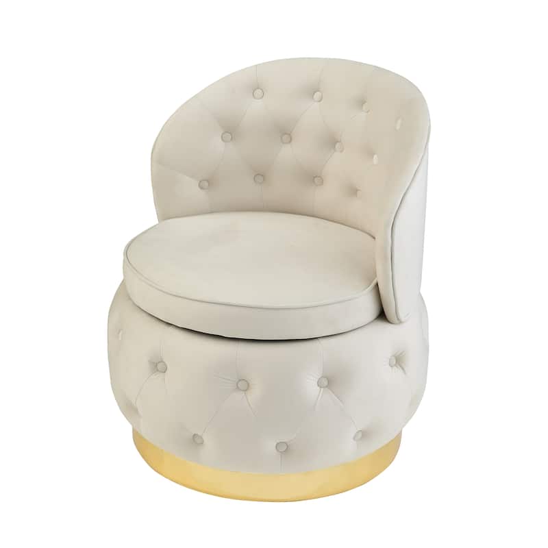 25.2" Velvet Swivel Barrel Chair with Storage