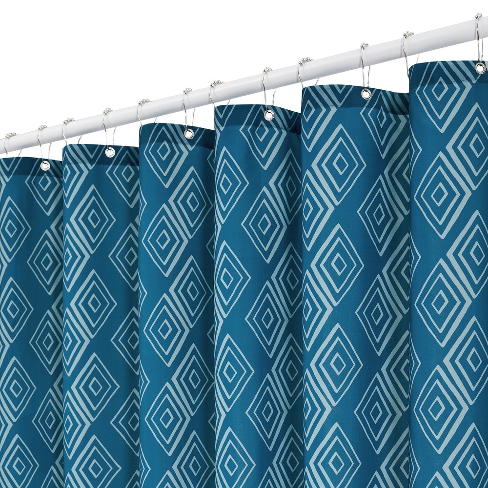 Blue Geometric Shower Curtain, Waterproof Shower Curtains and