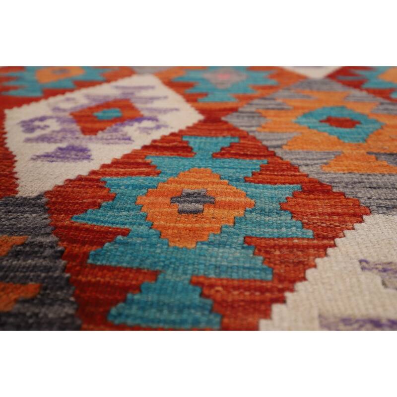 Trellis Flat Weave Kilim Area Rug Flatweave Wool Carpet - 8'3" x 11'5"