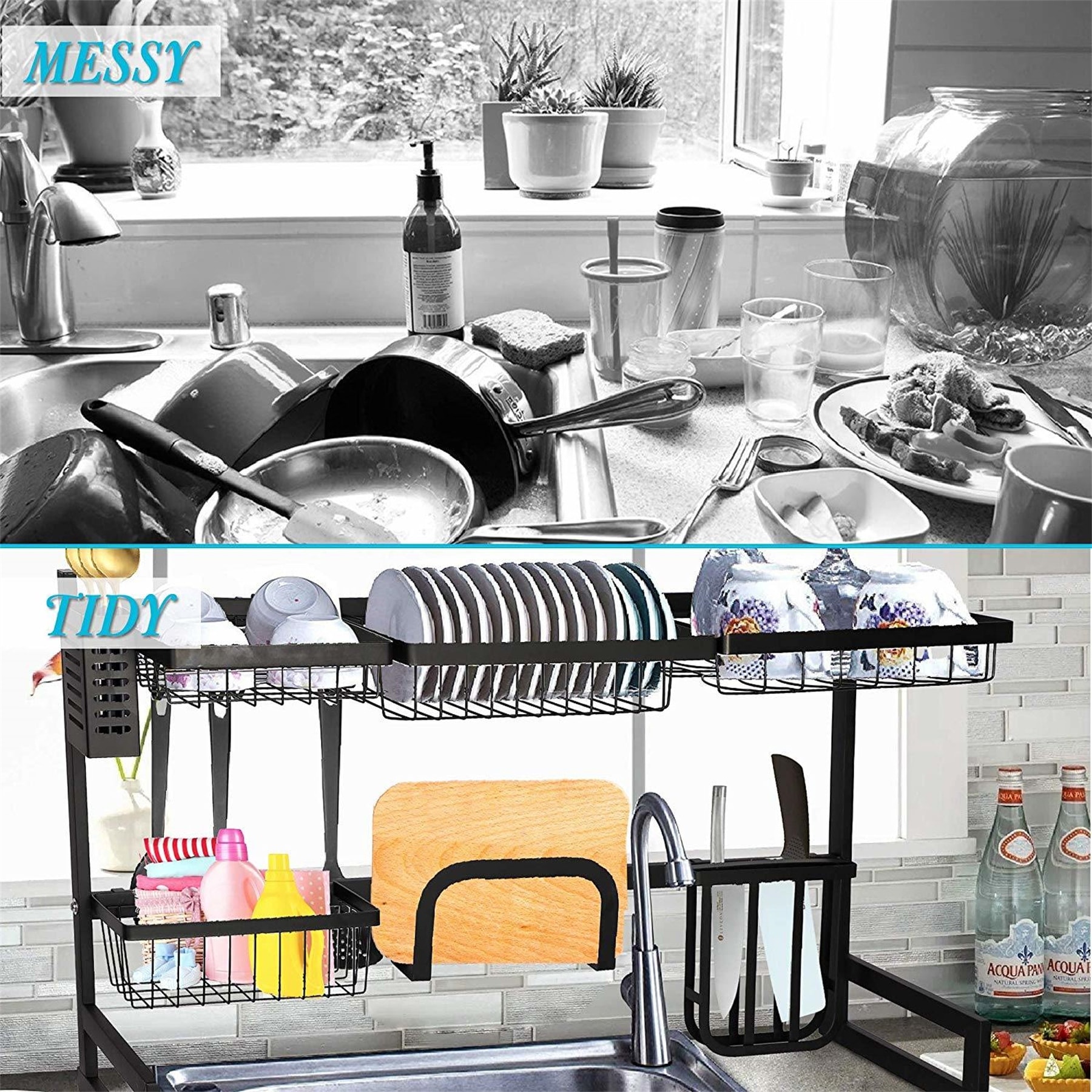 Stainless Steel Dish Rack Kitchen Sink Bowl Drainer W Knife Holder Bed Bath Beyond 36814267