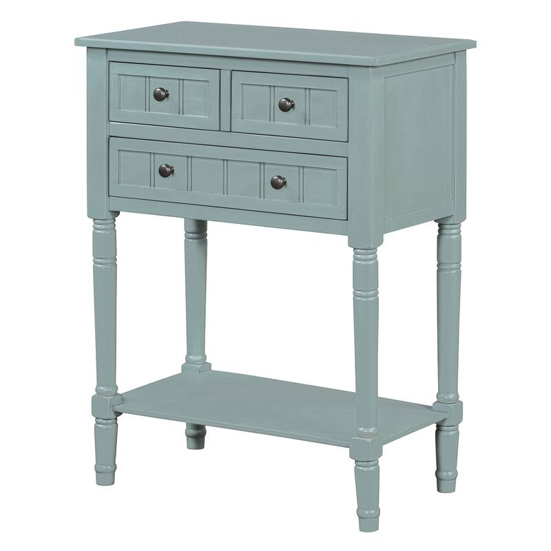 23.7" Classic Console Table with Three Storage Drawers and Bottom Shelf
