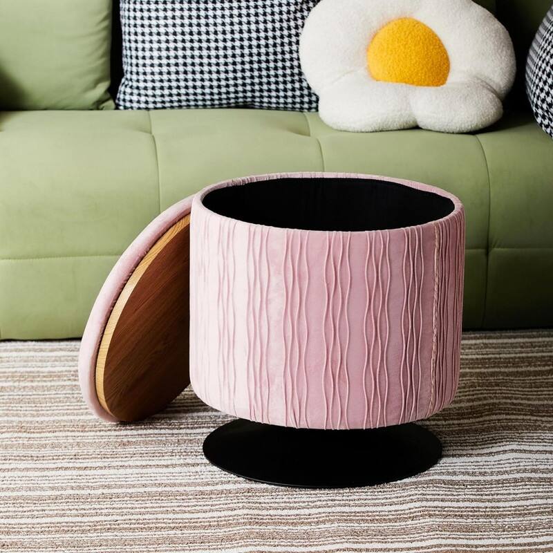 Velvet Ottoman with Storage(16.5" Wx18 H)