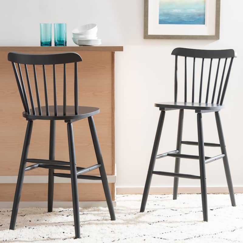 SAFAVIEH Aida 30-inch Spindle Farmhouse Bar Stool (Set of 2) - 19.9" x 19.8" x 38" - 20"W x 20"D x 43"H