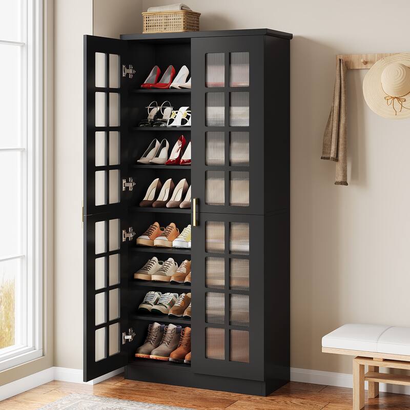 9-Tier Shoe Cabinet with Adjustable Shelves and Doors (71 Inches)