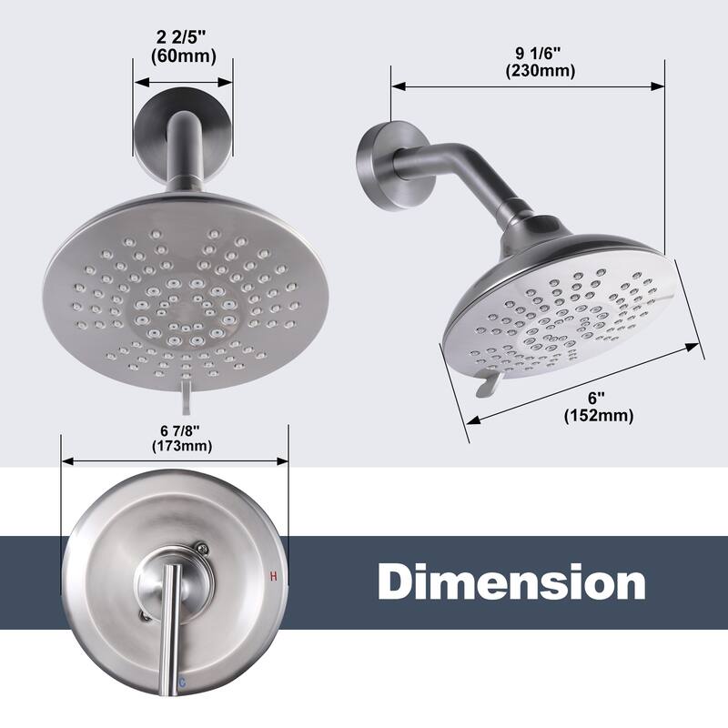 WOWOW 5-Patterns Wall Mount Shower Faucet with Valve