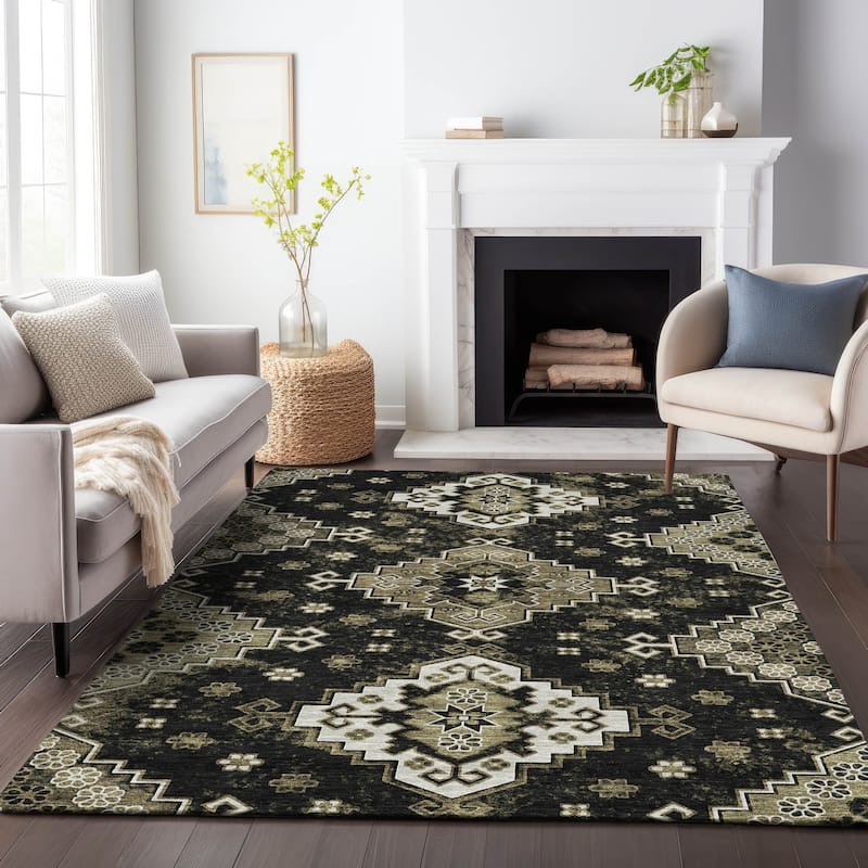 Machine Washable Indoor/ Outdoor Chantille Boho Tribal Rug