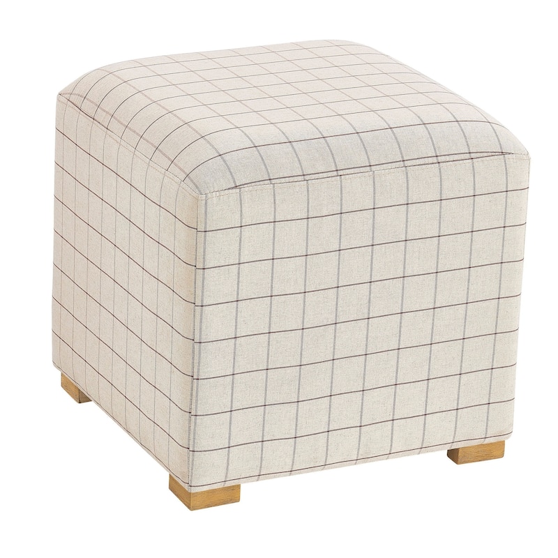 Posh Upholstered Ottoman, Brown Check