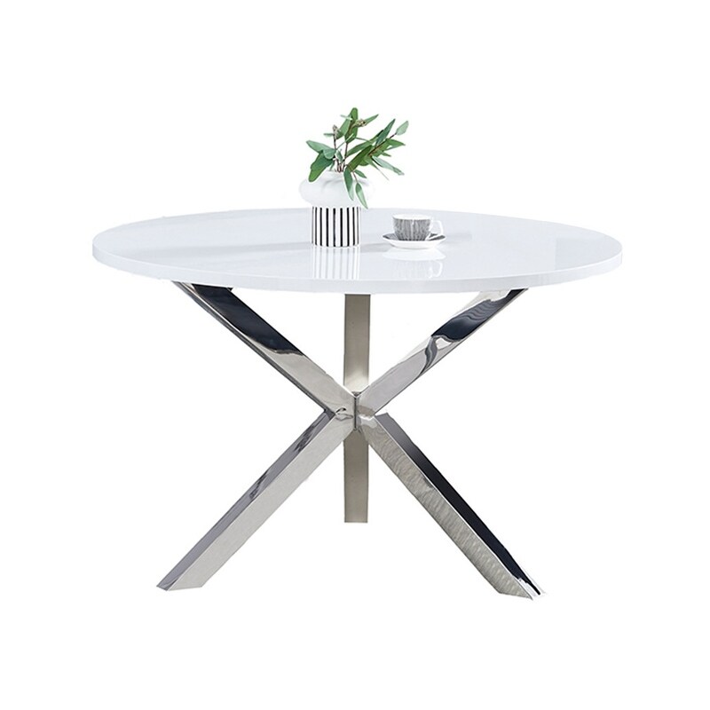 White lacquer cheap round dining table