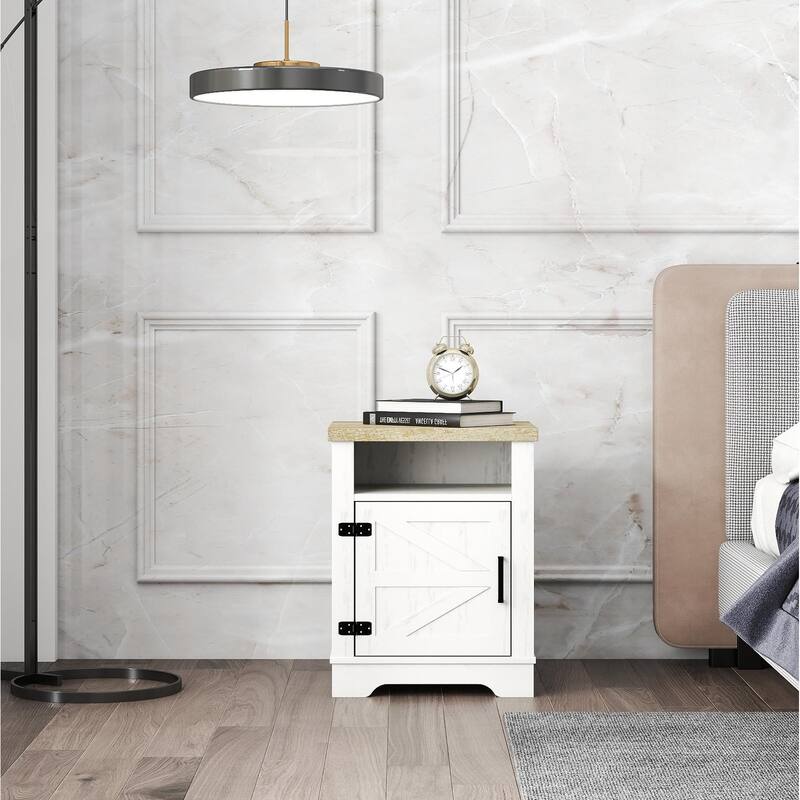 24"Farmhouse Nightstand for Bedroom, Modern End Side Table with Storage