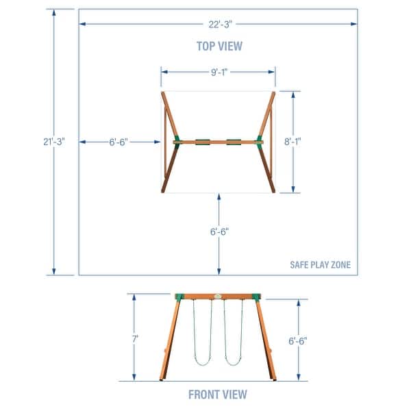 dimension image slide 1 of 3, Backyard Discovery Durango Cedar Wood A-Frame Swing Set, Belt Swings - 9'1" x 8'1"