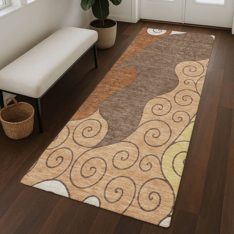 Machine Washable Indoor/ Outdoor Swirly Chantille Rug
