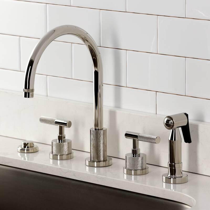 Kingston Brass Essex Double-Handle Wall-Mount Pre-Rinse Bridge Kitchen Faucet