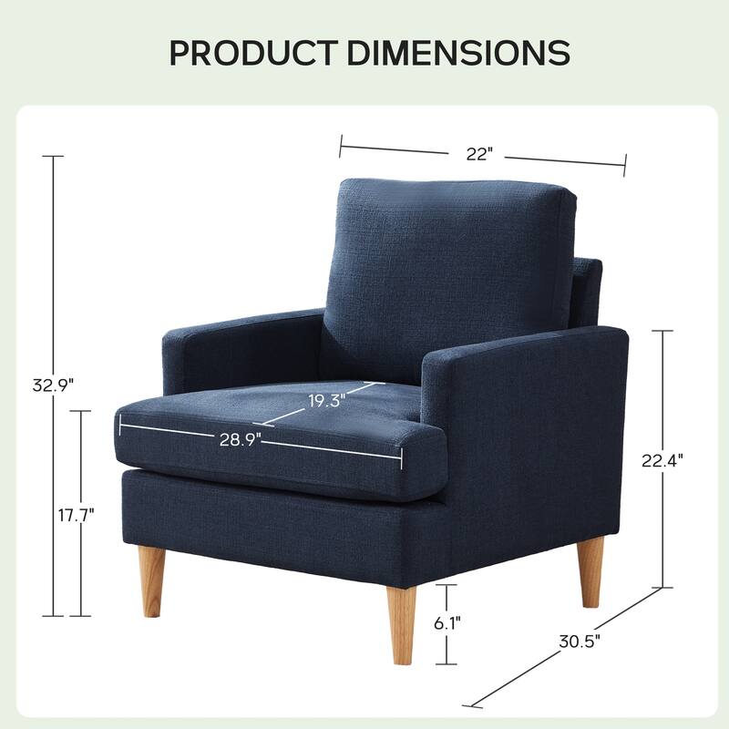 set of 2 Accent Chair/Armchair for Bedroom Living Room with Wood Legs