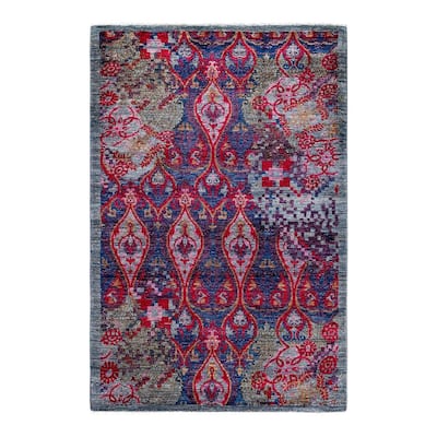 Contemporary Overdyed Wool Hand Knotted Area Rug - 4' 1" x 6' 1"