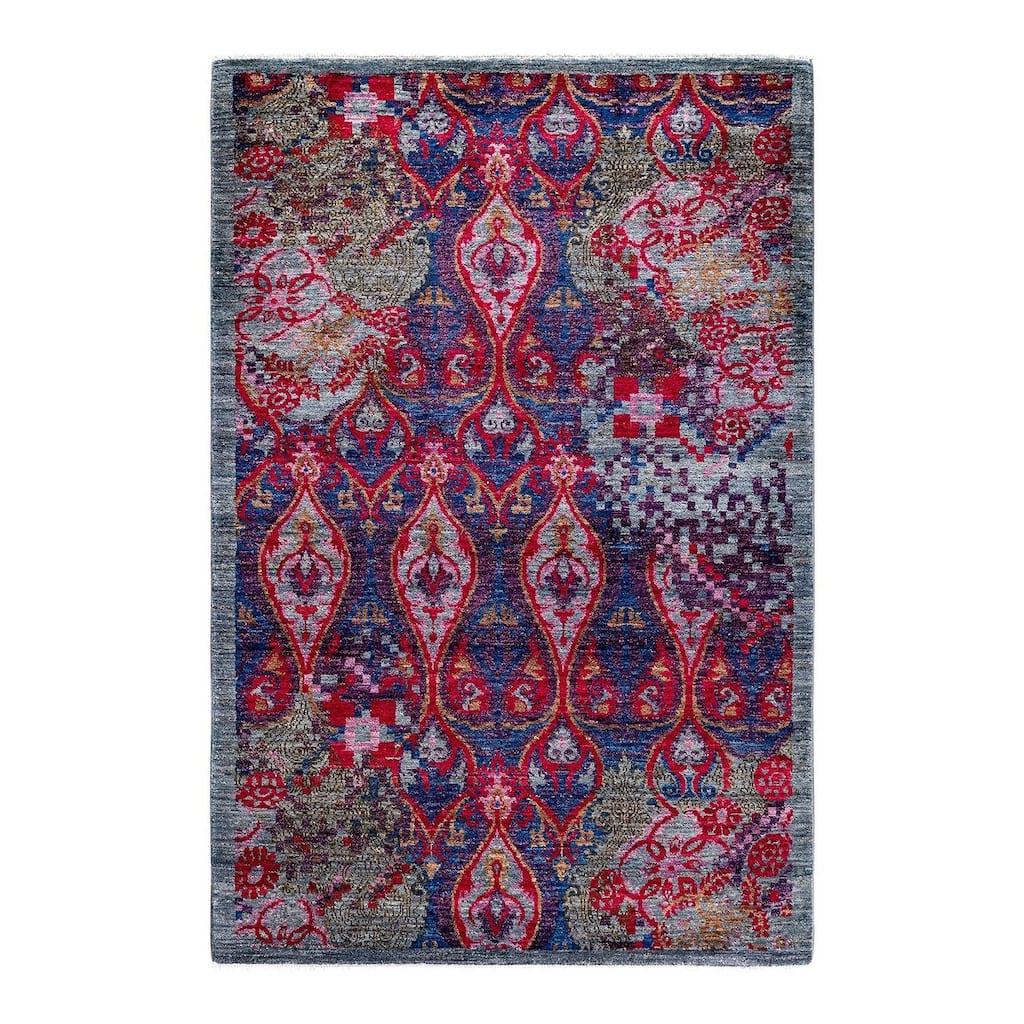 Contemporary Overdyed Wool Hand Knotted Area Rug - 4' 1" x 6' 1"