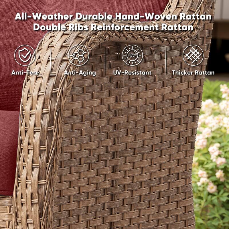 Pocassy Outdoor Wicker Glider Swivel Club Chairs (Set of 2) - Mix Grey