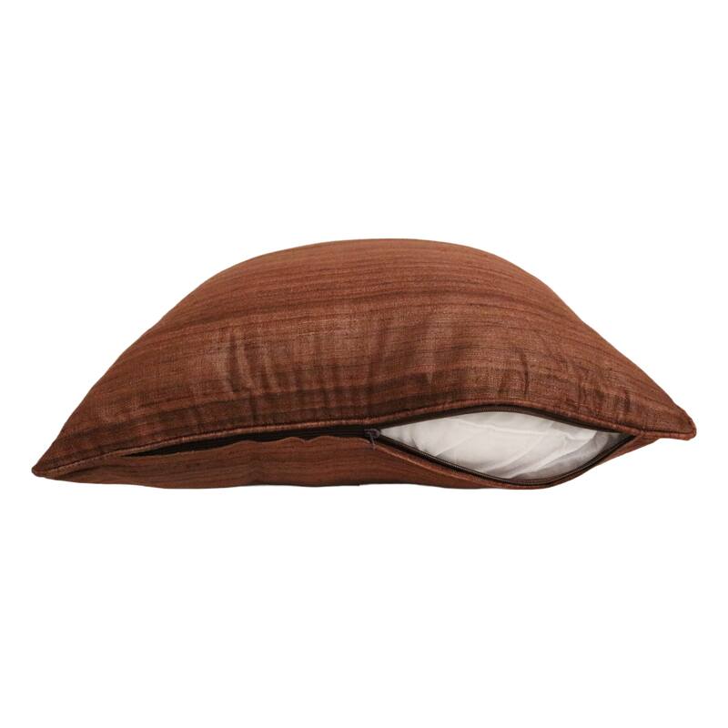 Home&Manor Raw Silk Throw Pillow 18" Dark Tan